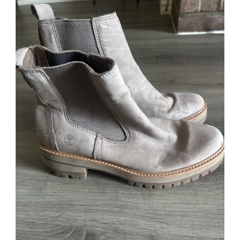 Timberland Courmayeur Valley Chelsea Boots Grey Nubuck Leather A1RRK Womens 8.5